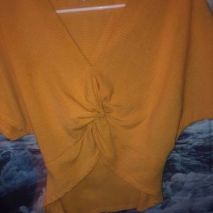 Zara mustard yellow scrunched blouse